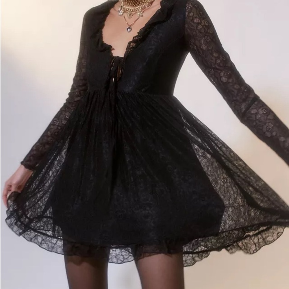 Black Lace Babydoll Dress
